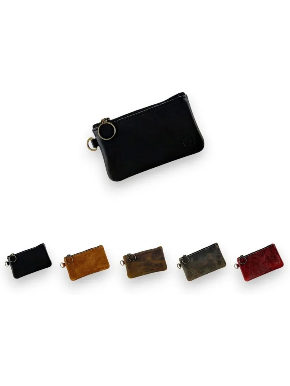 Stylish Carbon Black Leather Zipper Pouch - Compact 5.5